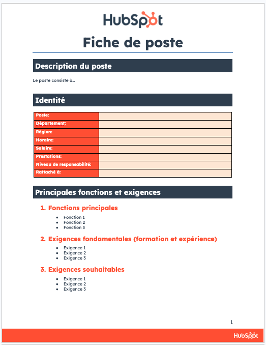 Fiche de poste