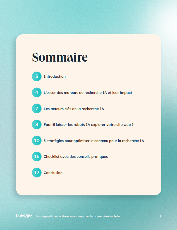 Table of contents - FR